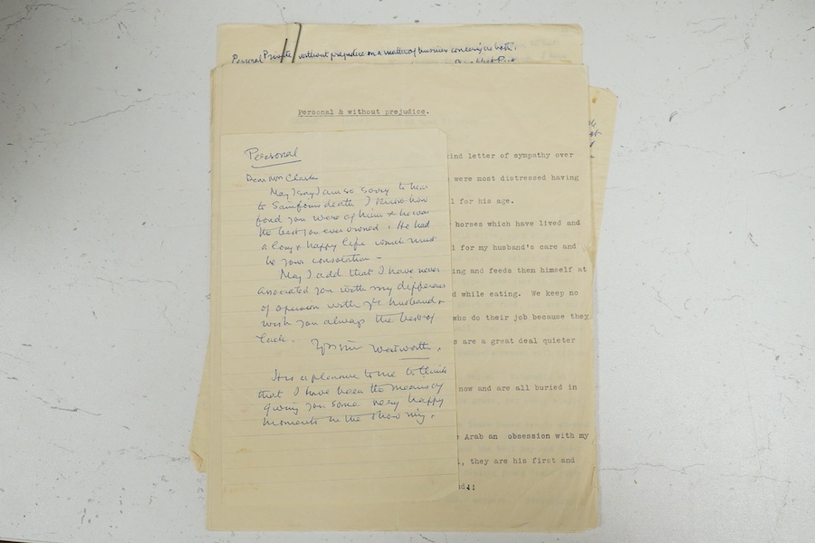 Archive of the Courthouse Farm Stud, Offham near Lewes and the Clark family, 1900-2014, including an important series of letters from Lady Anne Blunt at the Sheyk Obeyd Stud, Ain Shems, Egypt, 1912-1917, and her daughter